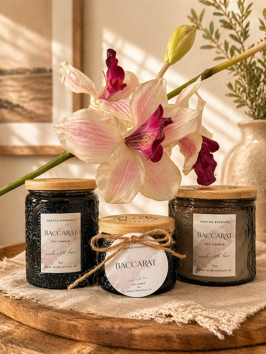Baccarat – 10 oz, 8oz & 4 oz Soy Candle (Textured Vessel)