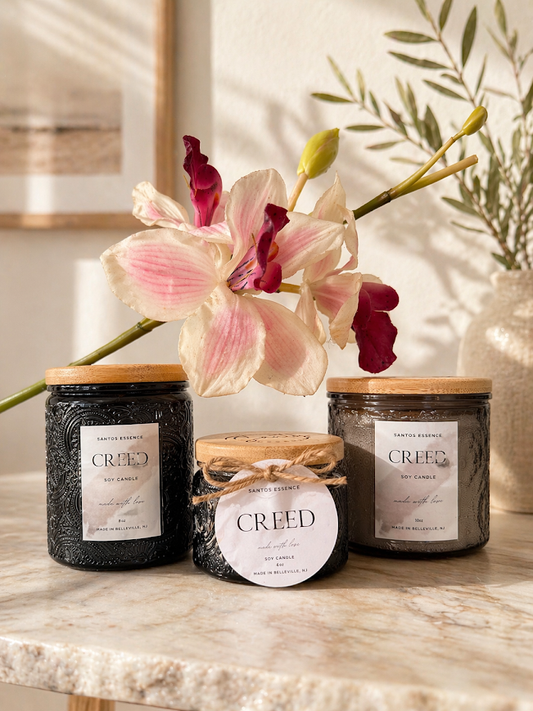 Creed – 10 oz, 8oz & 4 oz Soy Candle (Textured Vessel)
